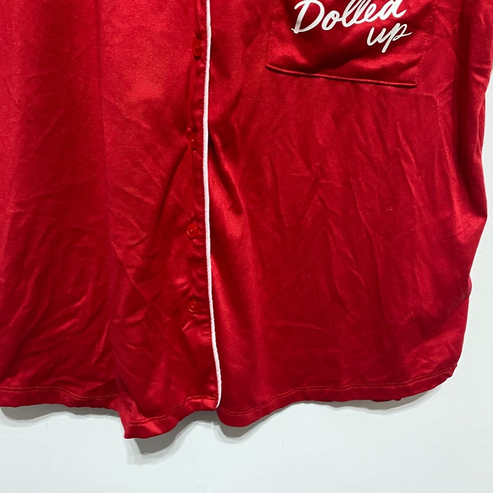Kate Spade PJ Top Womens M Red Button Front All Dolled Up Pajamas Loungewear - Picture 5 of 8